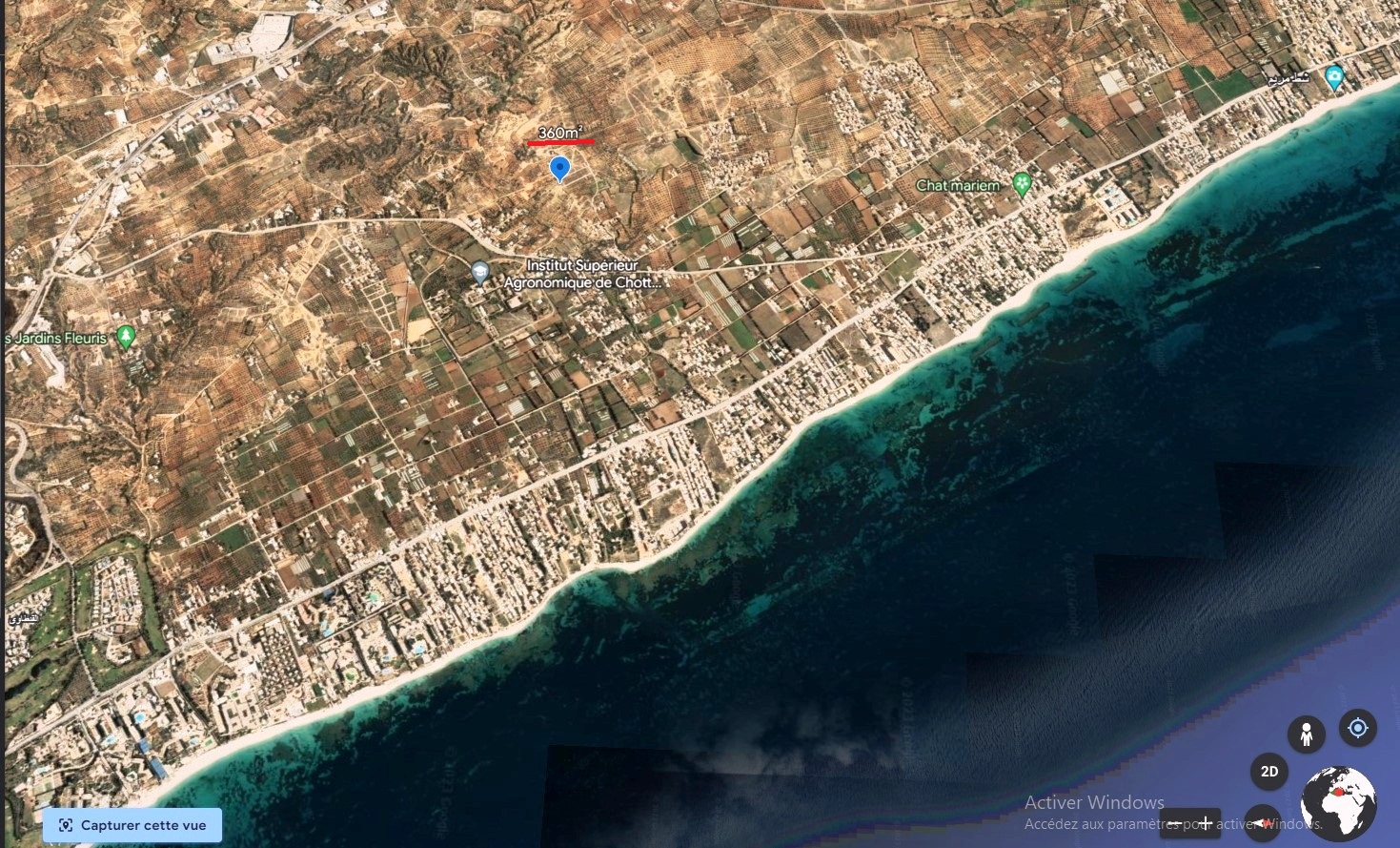 Akouda Chatt Meriem Terrain Terrain nu Terrain 360m vue de mer  koussour gharnata