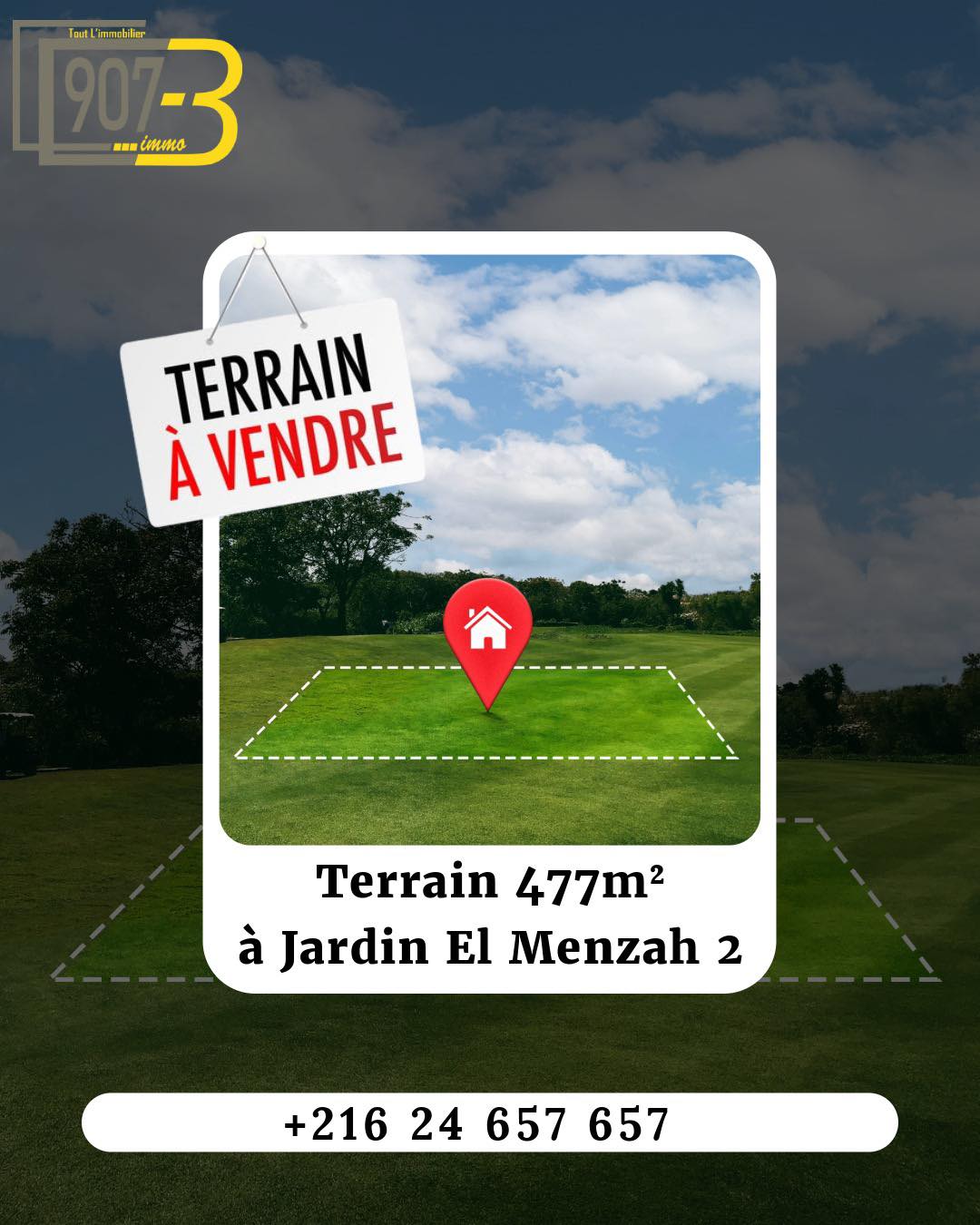 Mnihla Jardins d'el Menzah Vente Autre Terrain constructible   477 m2  jardin el menzah 2