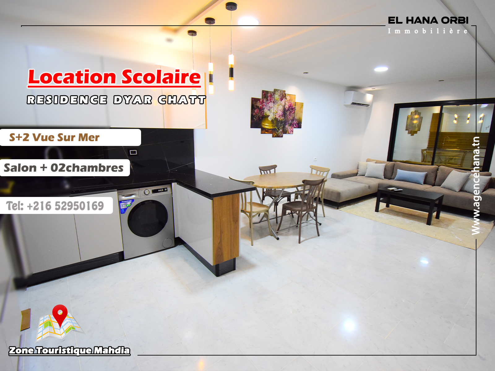 Mahdia Mahdia Location Appart. 2 pices S2 vue mer avec place parking sous sol