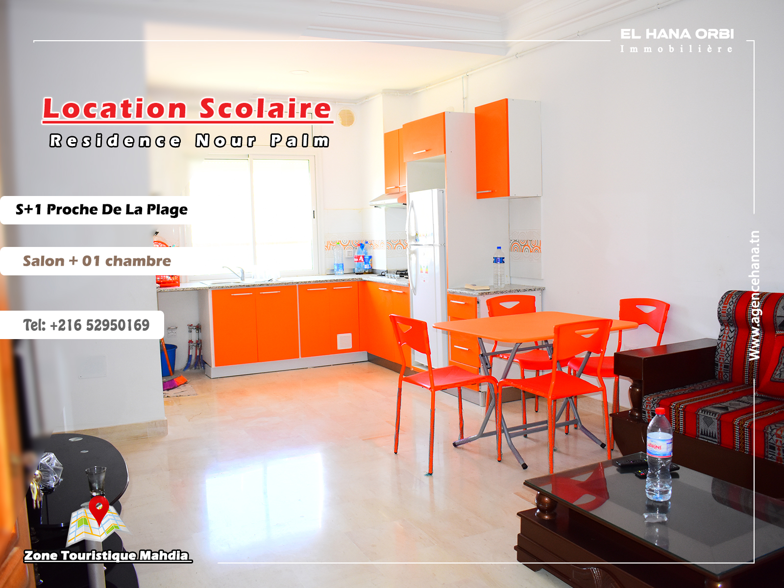 Mahdia Mahdia Location Appart. 1 pice Appartement s1 rz ayed proche de la plage  mahdia
