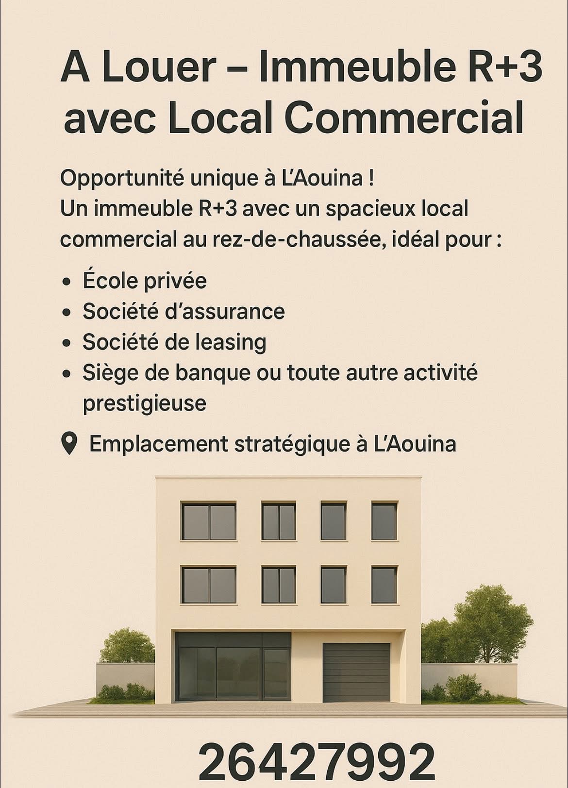 La Marsa El Aouina Location Surfaces Immeuble  laouina