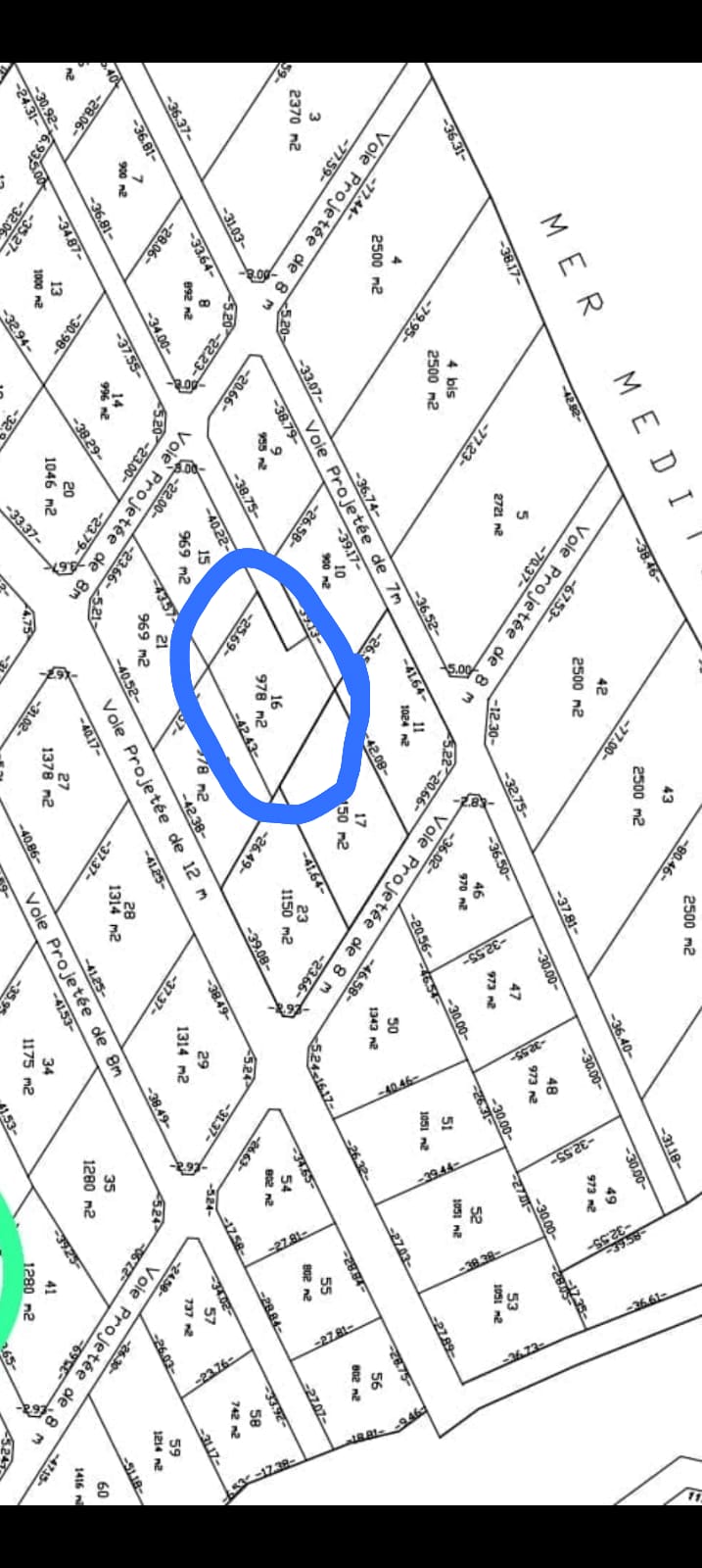 Bizerte Nord Bizerte Terrain Terrain nu Trrain n16 superficie 978 m2  110 m de la mer