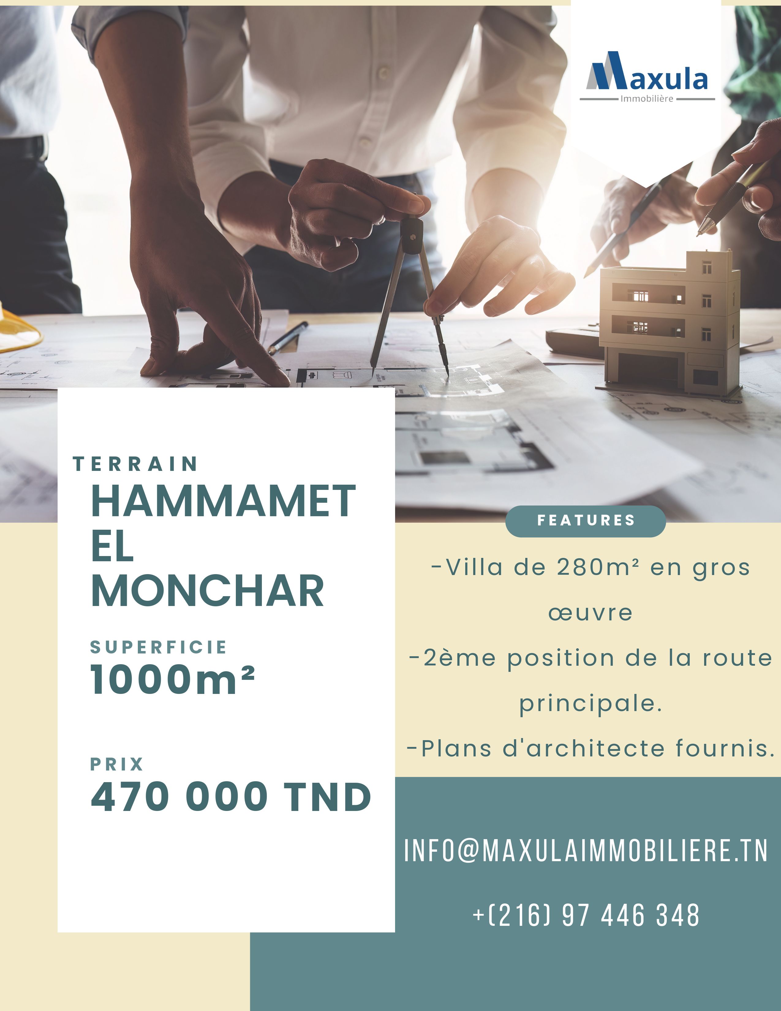 Hammamet Hammamet Vente Maisons Terrain de 1000m a el monchar