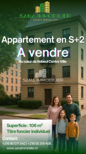 Nabeul Nabeul Vente Appart. 1 pice A  un appartement en s2 nabeul ref378a