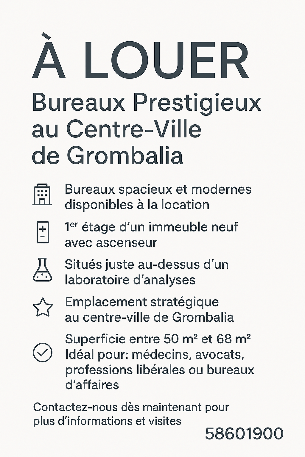 Grombalia Grombalia Location Autre Bureau prestigieux centre ville grombalia