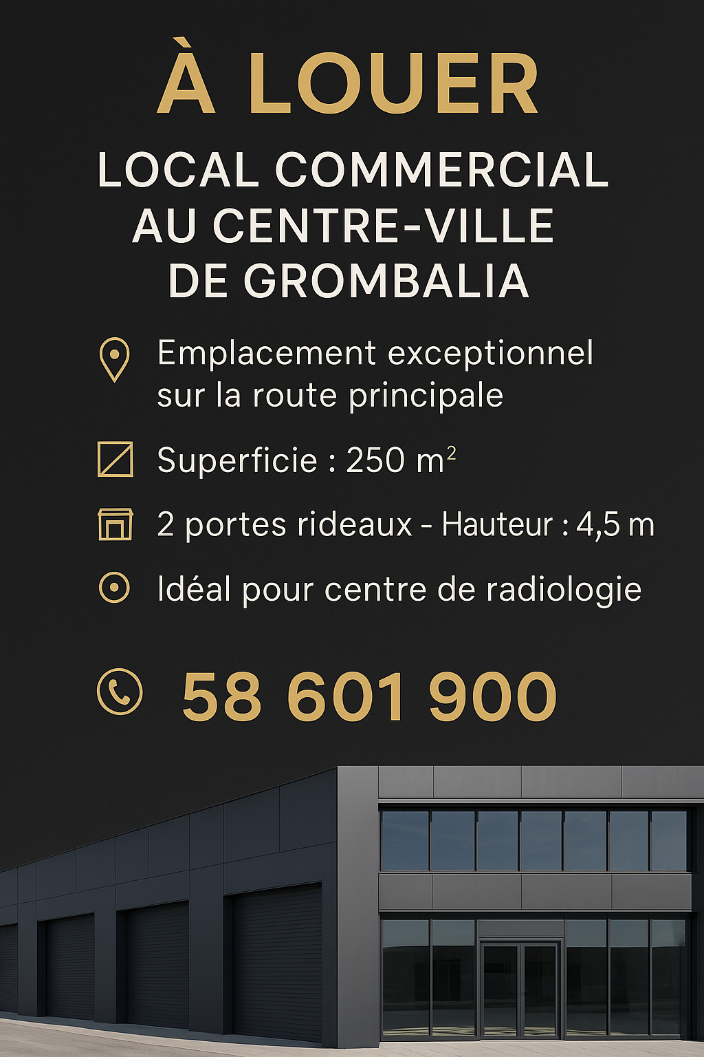 Grombalia Grombalia Location Autre Local commercial 250m2 centre ville grombalia