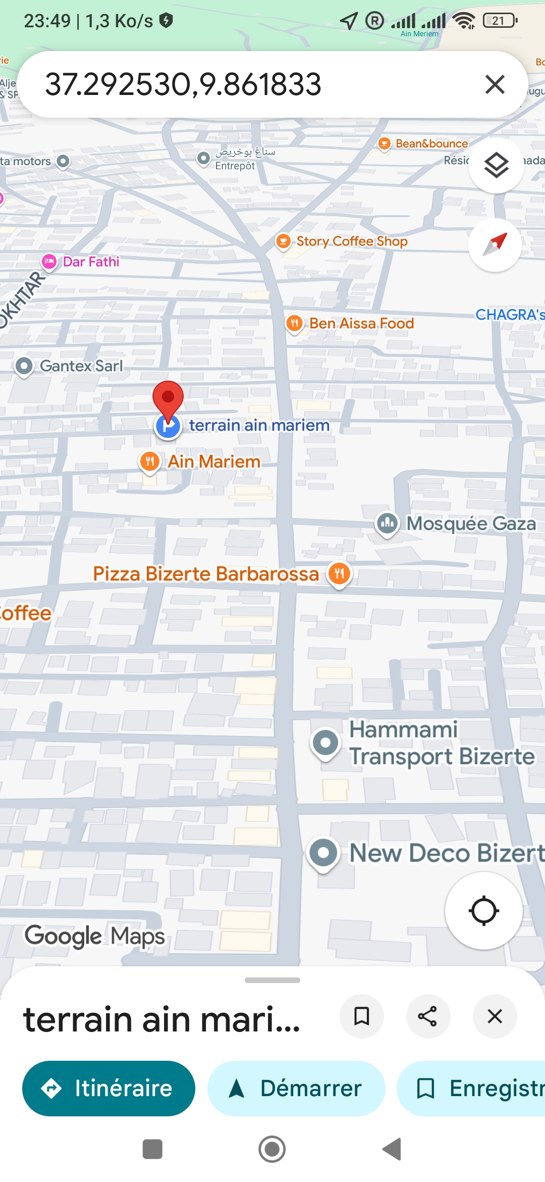Bizerte Nord Bizerte Vente Surfaces Ventre 2 lots terrains