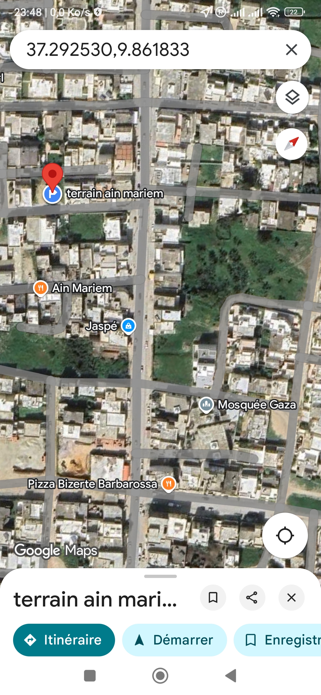 Bizerte Nord Bizerte Vente Surfaces Ventre 2 lots terrains