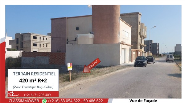 Hammam Chatt Borj Cedria Terrain Terrain nu Terrain de 420m2  550 d le m2