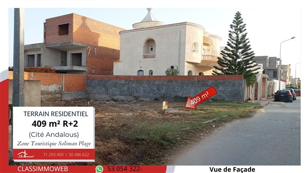 Soliman Soliman Terrain Terrain nu Terrain de 409 m2  520 tnd le m2