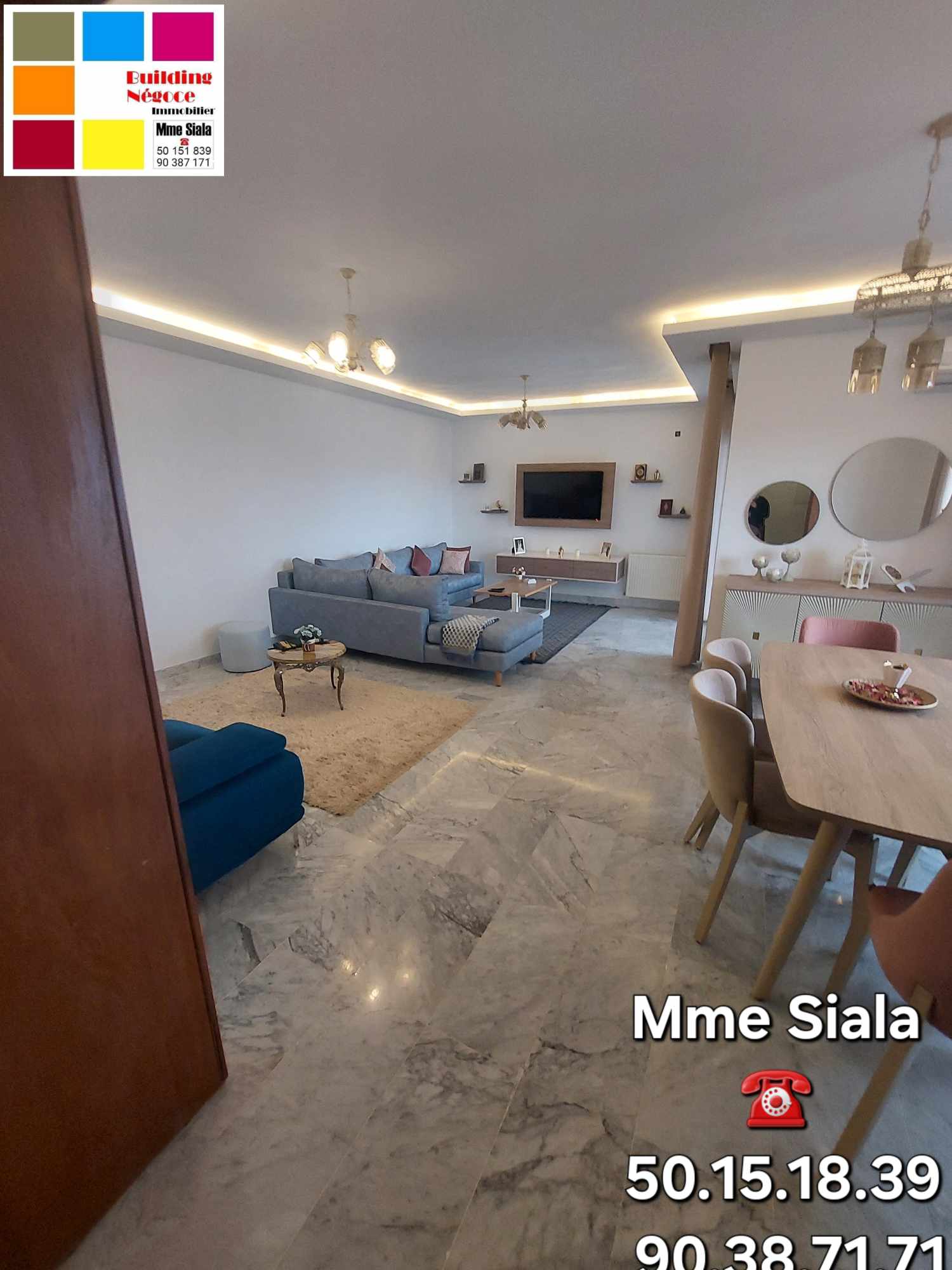 Ariana Ville&nbsp;Cite Ennasr 2&nbsp;Location&nbsp;Appart. 5 pi�ces+&nbsp;Agr�able appt s3 de haut stg avec 2 places de pkg