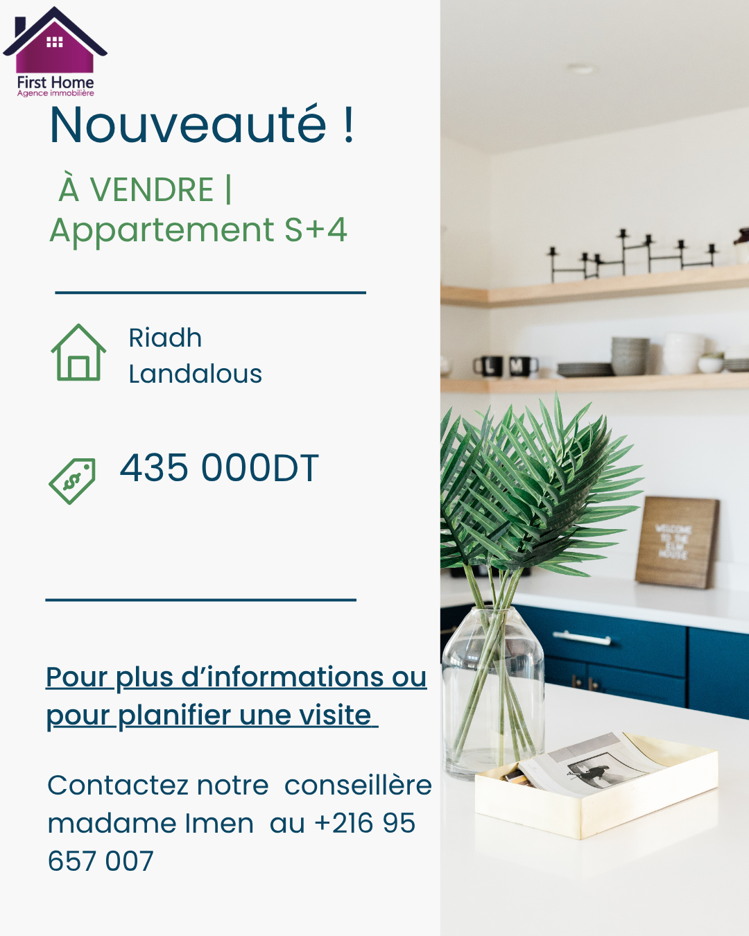 Ariana Ville Riadh Landlous Vente Appart. 5 pices+ Un spacieux s4 en excellent tat