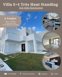 Hammamet Sidi Jedidi Vente Maisons A  villa s4 avec piscine  sidi ref1303a