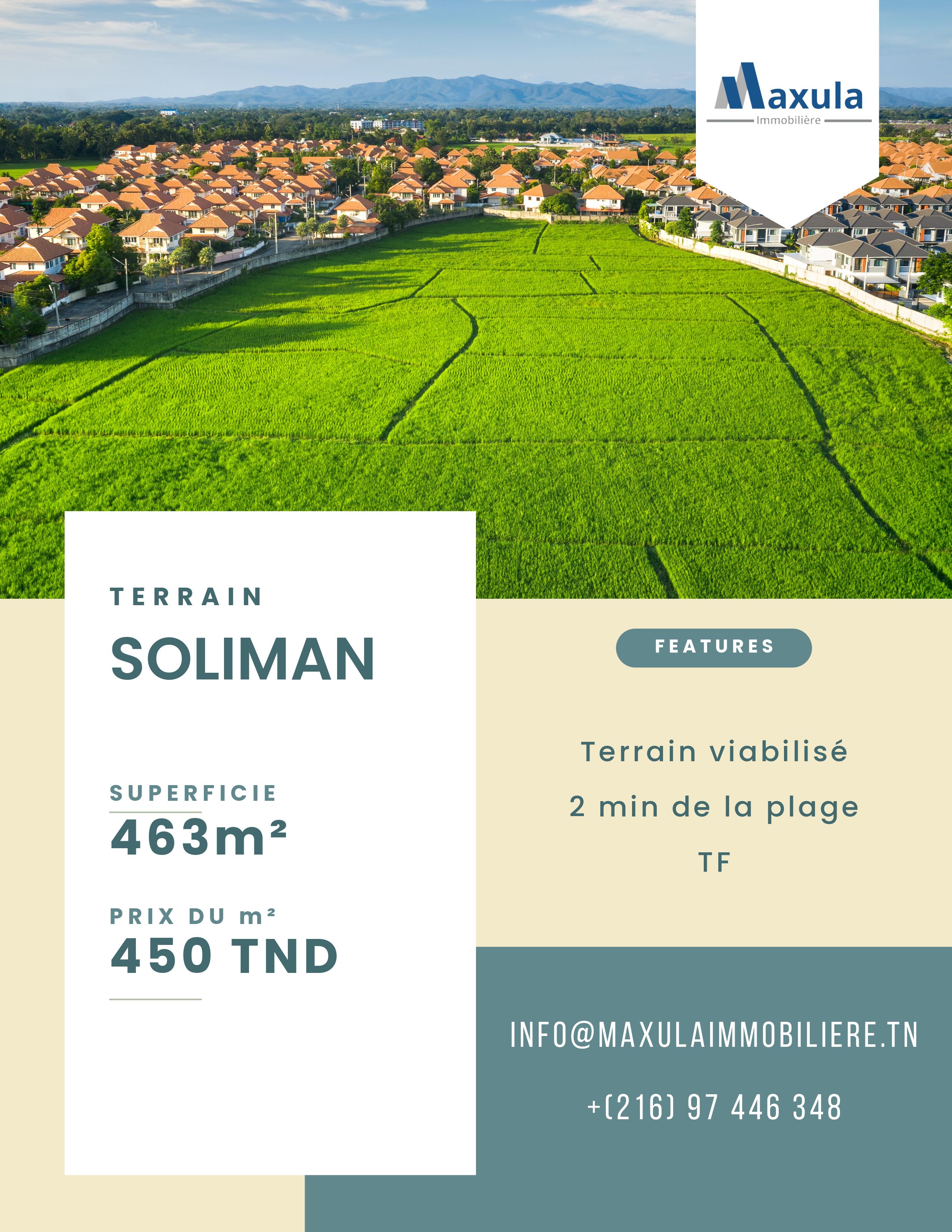 Soliman Soliman Terrain Terrain nu Terrain de 463m a soliman plage