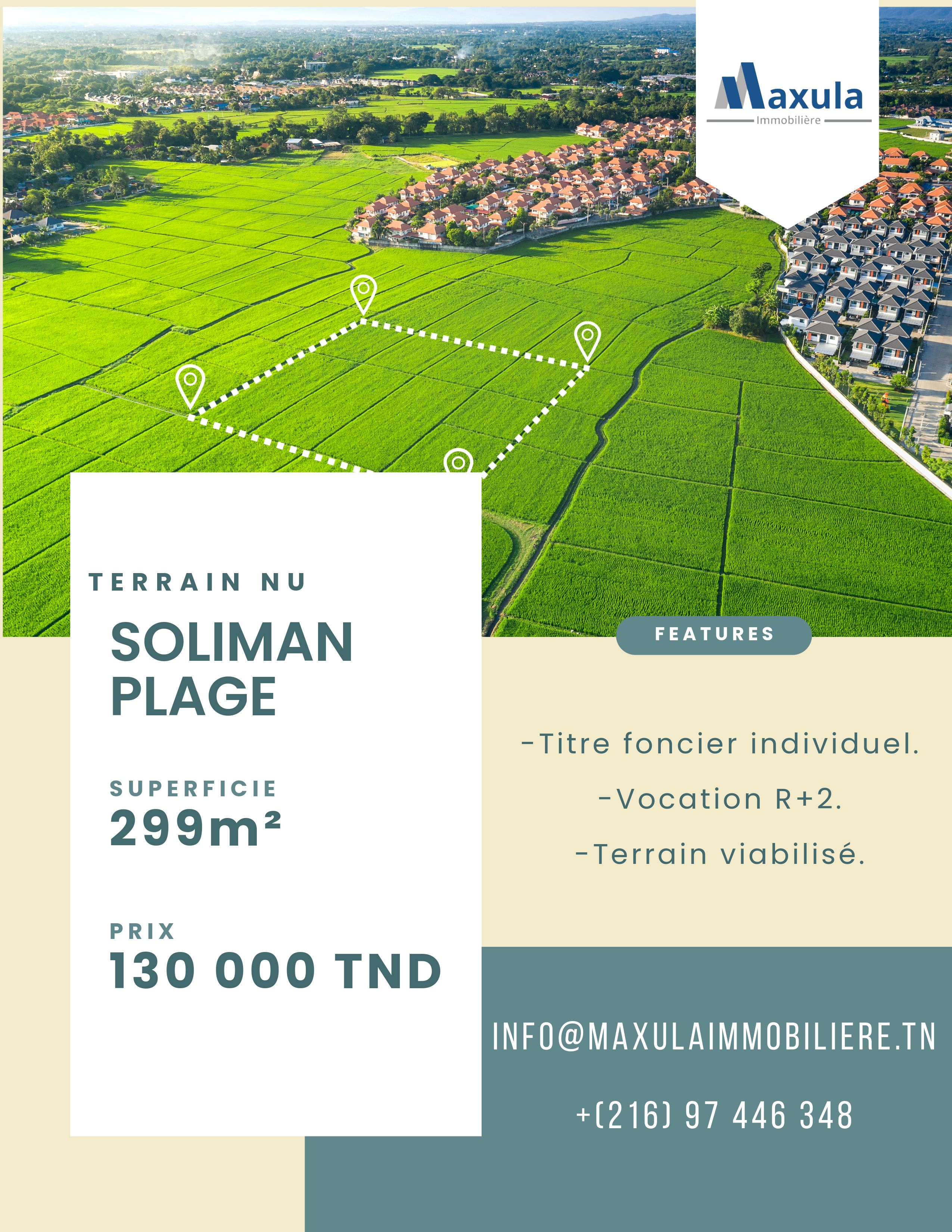 Soliman Soliman Terrain Terrain nu Terrain d angle de 299m a soliman plage