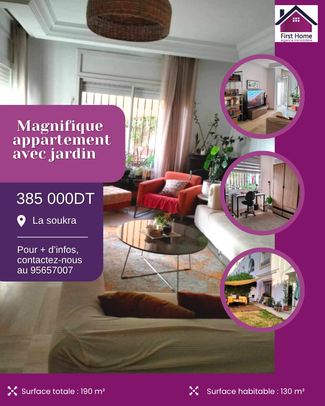 La Soukra Dar Fadhal Vente Appart. 3 pices Spacieux s2  a dar fadhal