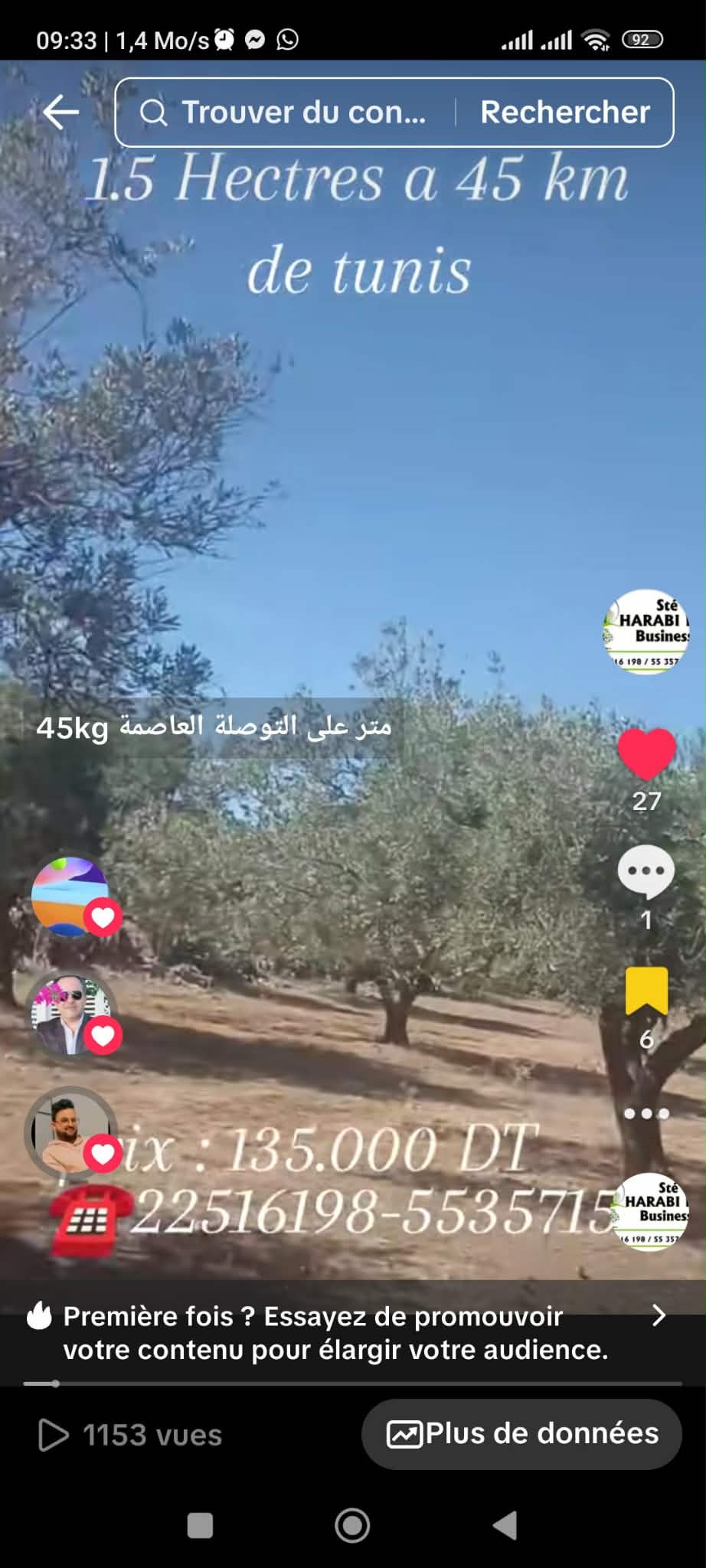 Bir Mcherga&nbsp;Bir Mcherga&nbsp;Terrain&nbsp;Terrain agricole&nbsp;Un hectare et demi avec d'oliviers