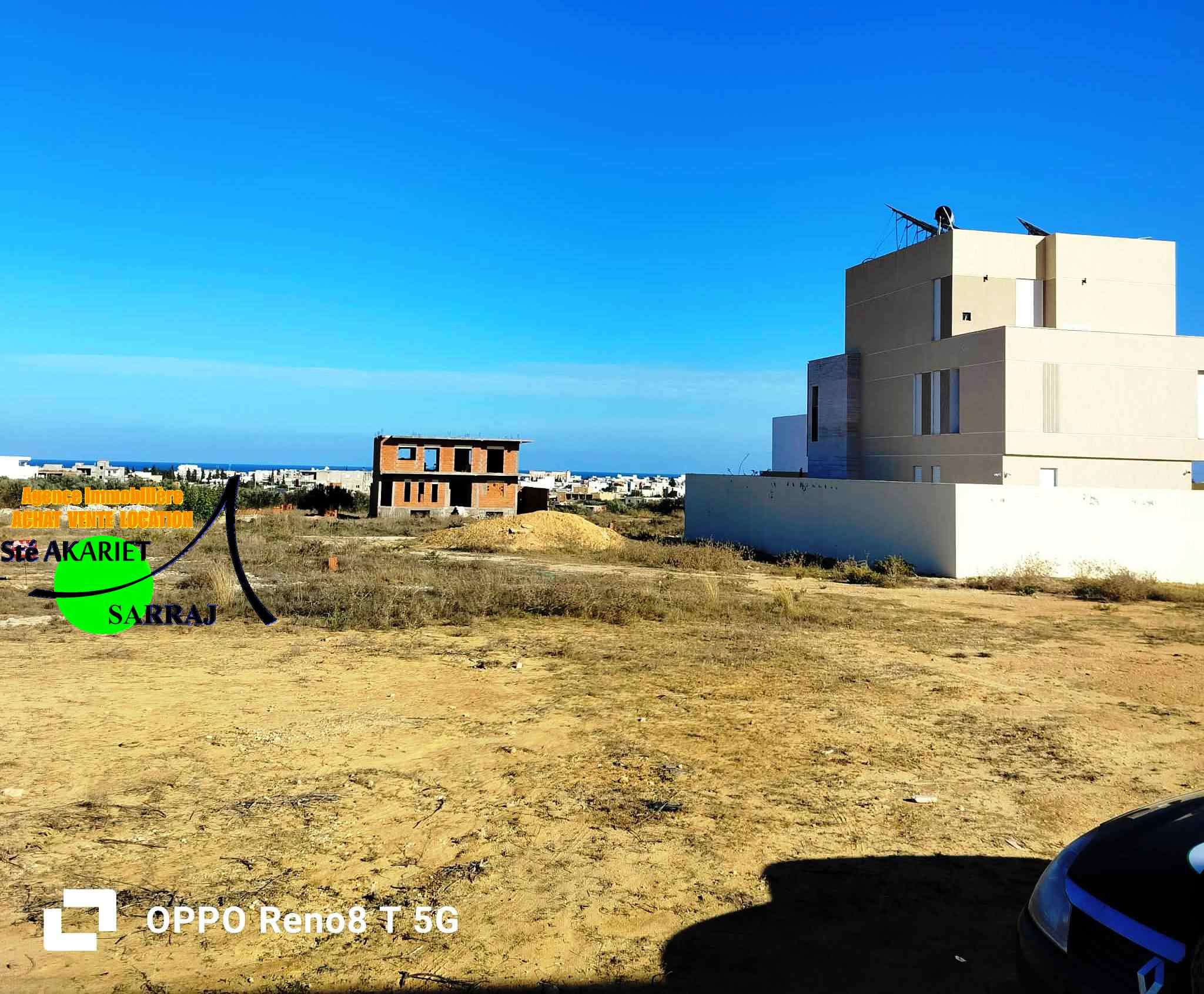 Akouda&nbsp;Chatt Meriem&nbsp;Terrain&nbsp;Terrain nu&nbsp;Terrain 409m vue de mer � koussour gharnata