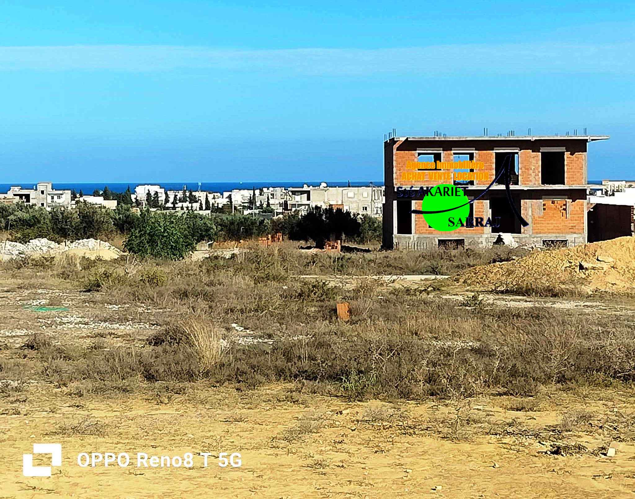 Akouda&nbsp;Chatt Meriem&nbsp;Terrain&nbsp;Terrain nu&nbsp;Terrain 409m vue de mer � koussour gharnata