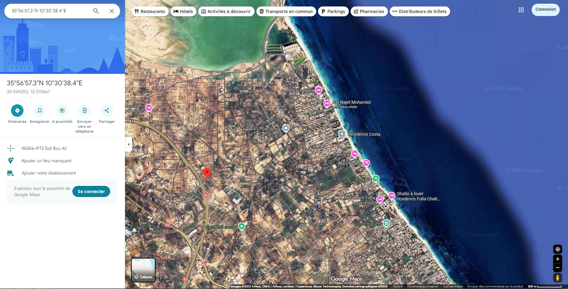 Akouda&nbsp;Chatt Meriem&nbsp;Terrain&nbsp;Terrain agricole&nbsp;Occasion terrain vue de mer 420m el foka�a