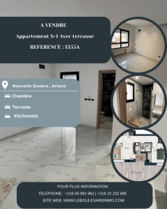 La Soukra La Soukra Vente Appart. 1 pice A  appartement s1 avec terrasse ref1355a
