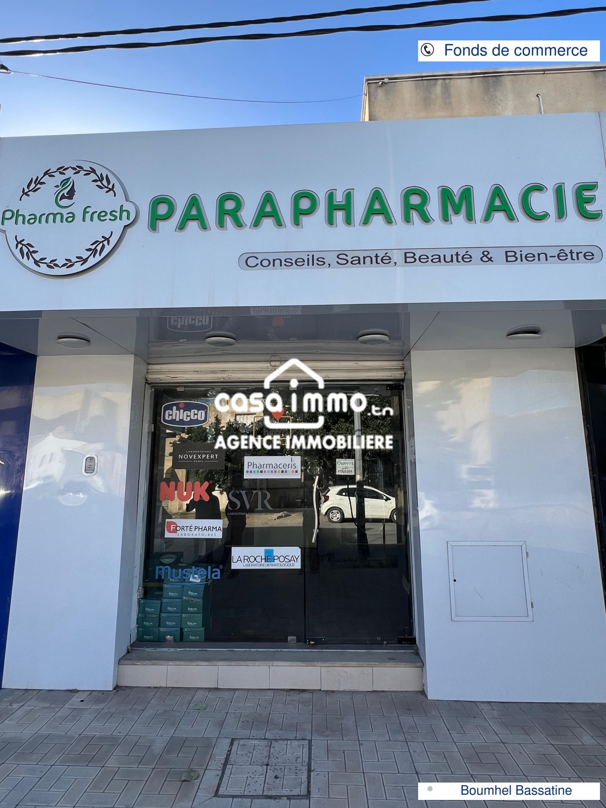 Bou Mhel El Bassatine&nbsp;Bou Mhel&nbsp;Vente&nbsp;Appart. 1 pi�ce&nbsp;Fonds parapharmacie � boumhal