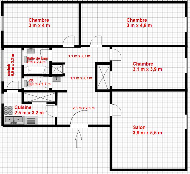 Mannouba&nbsp;La Mannouba&nbsp;Location&nbsp;Appart. 4 pi�ces&nbsp;Appartement salon plus 3 chambres a manouba centre