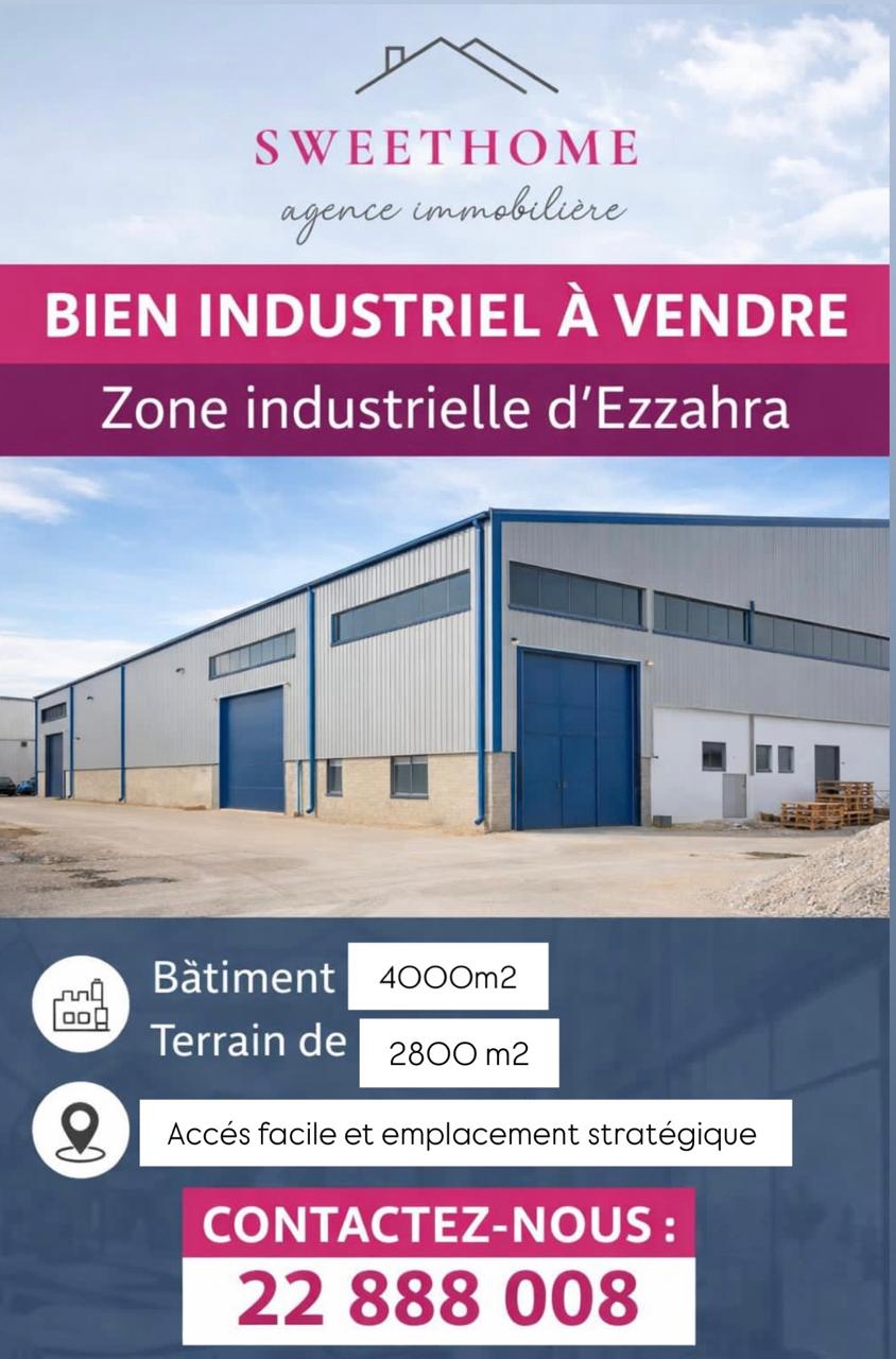 Ezzahra&nbsp;Cite Industrielle&nbsp;Vente&nbsp;Autre&nbsp;Bien industriel � ezzahra