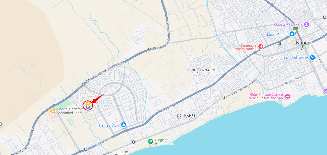 Nabeul&nbsp;Cite Universitaire&nbsp;Terrain&nbsp;Terrain nu&nbsp;Terrain 225m2 � merazga cit� wafa nabeul hammamet