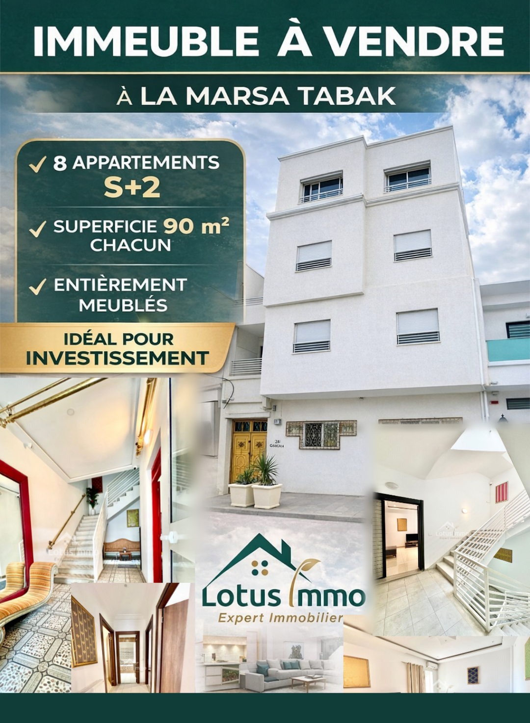 La Marsa&nbsp;Cite Du Stade&nbsp;Vente&nbsp;Autre&nbsp;Immeuble r3 marsa ettabek 8 appartements