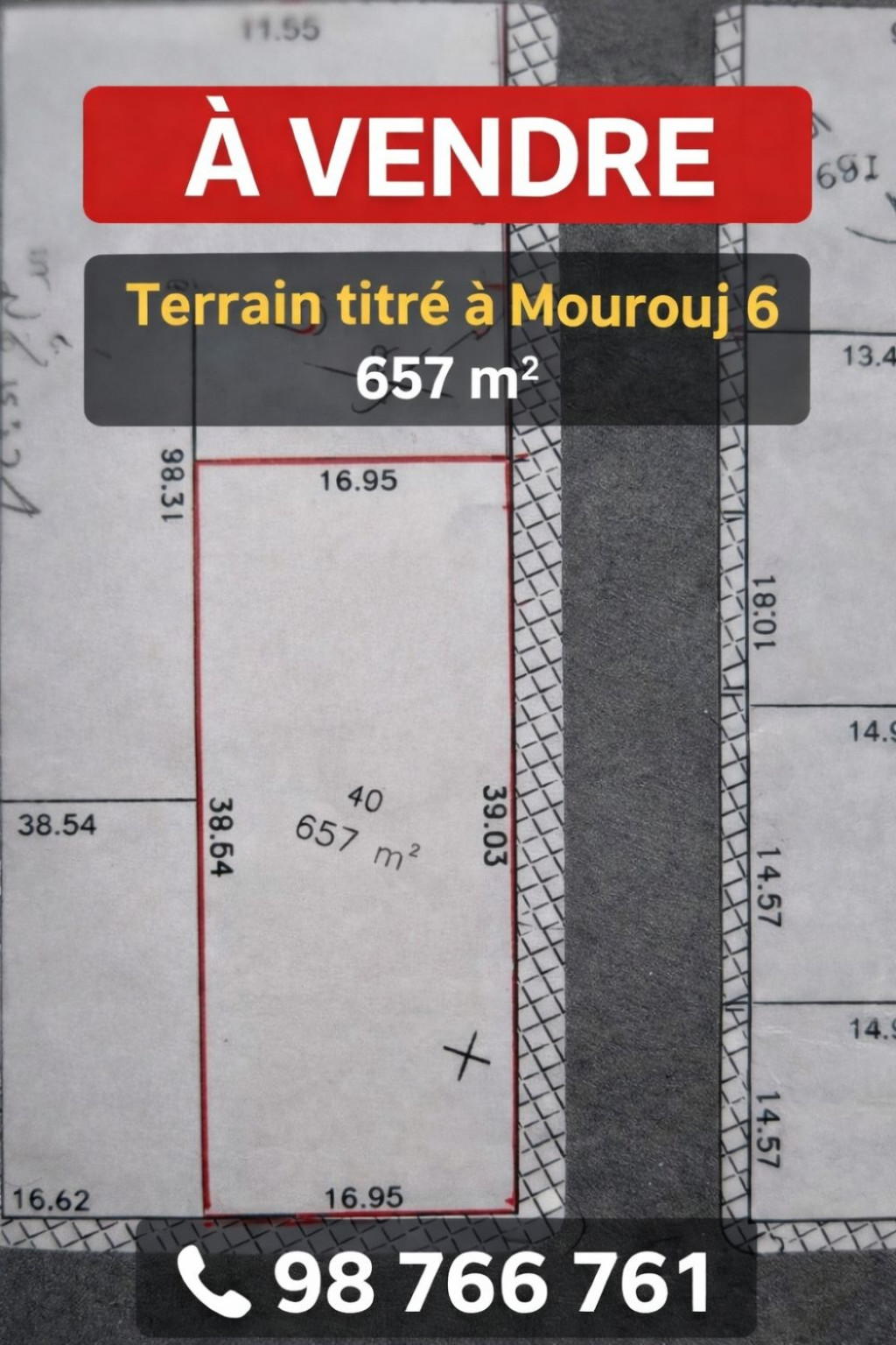 El Mourouj&nbsp;Cite El Mourouj 3 Bis&nbsp;Terrain&nbsp;Terrain nu&nbsp;Terrain titr� � mourouj 6