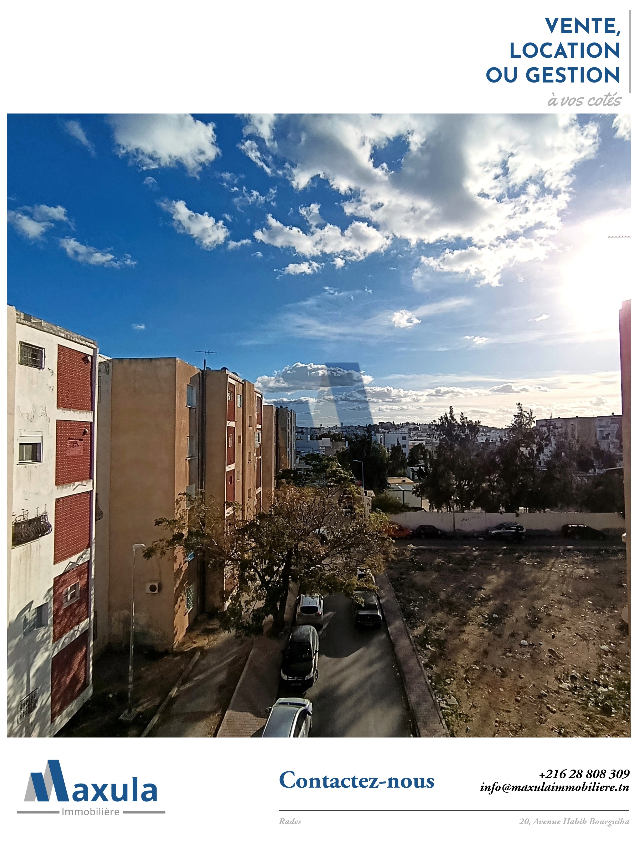 Rades&nbsp;Cite Snit&nbsp;Vente&nbsp;Appart. 4 pi�ces&nbsp;Appartement s3 au 3eme etage a rades snit