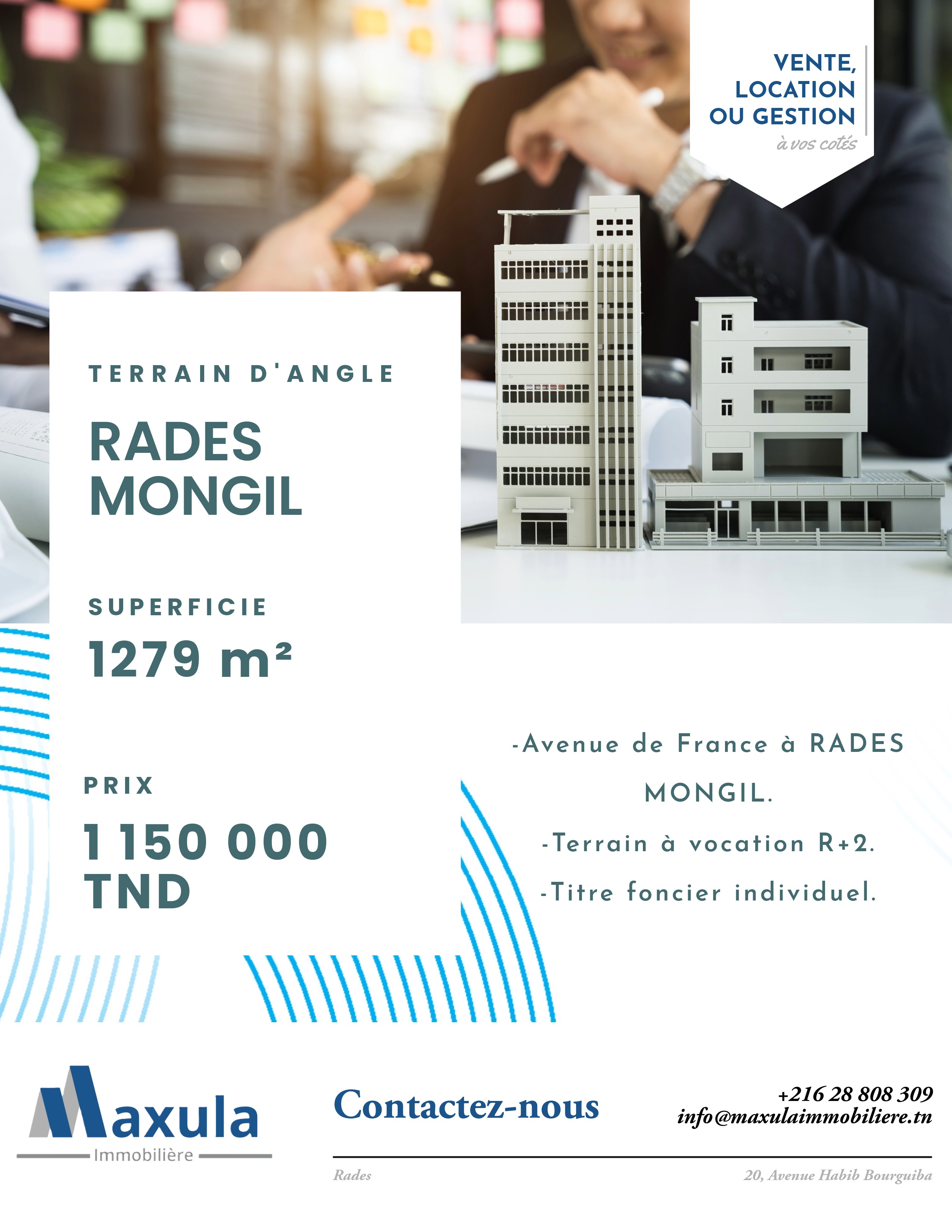 Rades&nbsp;Rades Mongil&nbsp;Vente&nbsp;Maisons&nbsp;Terrain d angle av de france a rades mongil