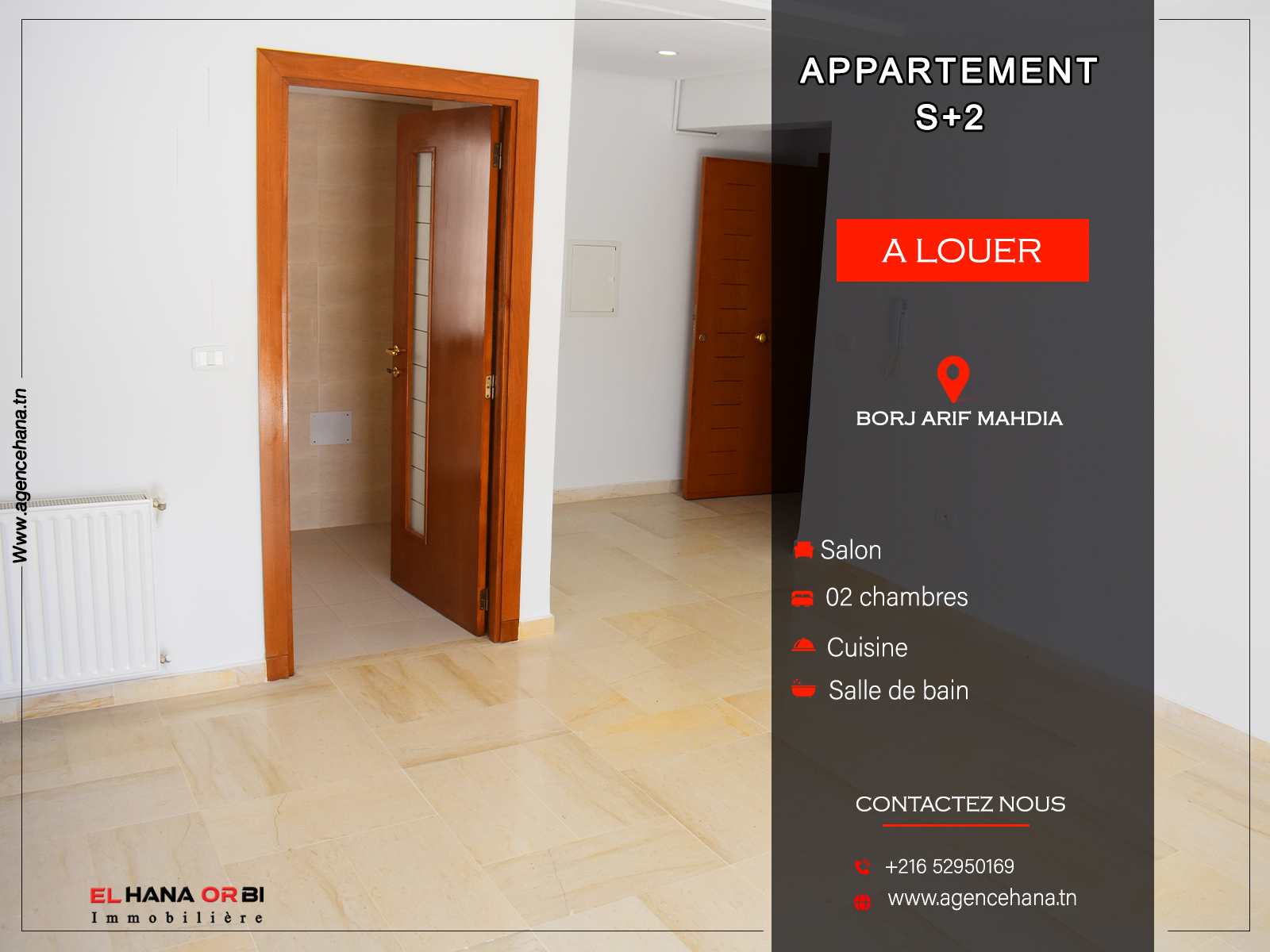 Mahdia&nbsp;Mahdia&nbsp;Location&nbsp;Appart. 2 pi�ces&nbsp;� lann�e s2 sur la route principale � borj arif