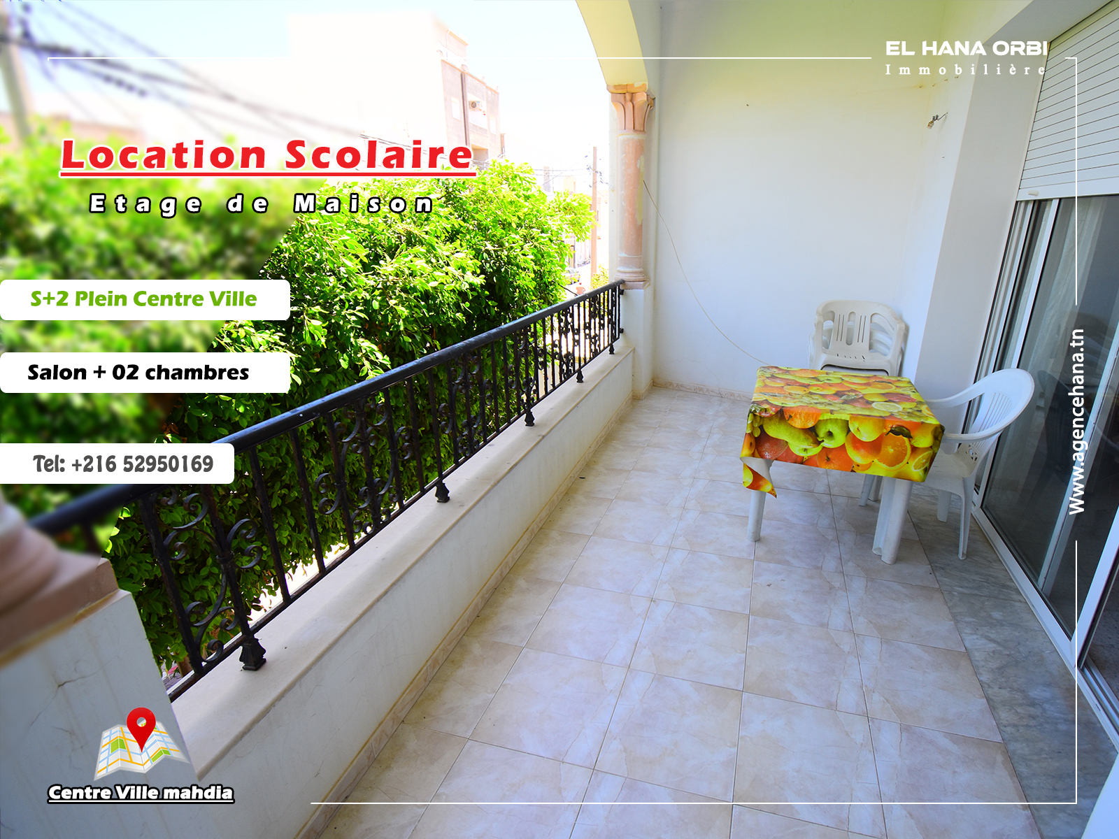 Mahdia&nbsp;Mahdia&nbsp;Location&nbsp;Appart. 2 pi�ces&nbsp;S2 spacieux � hiboune mahdia