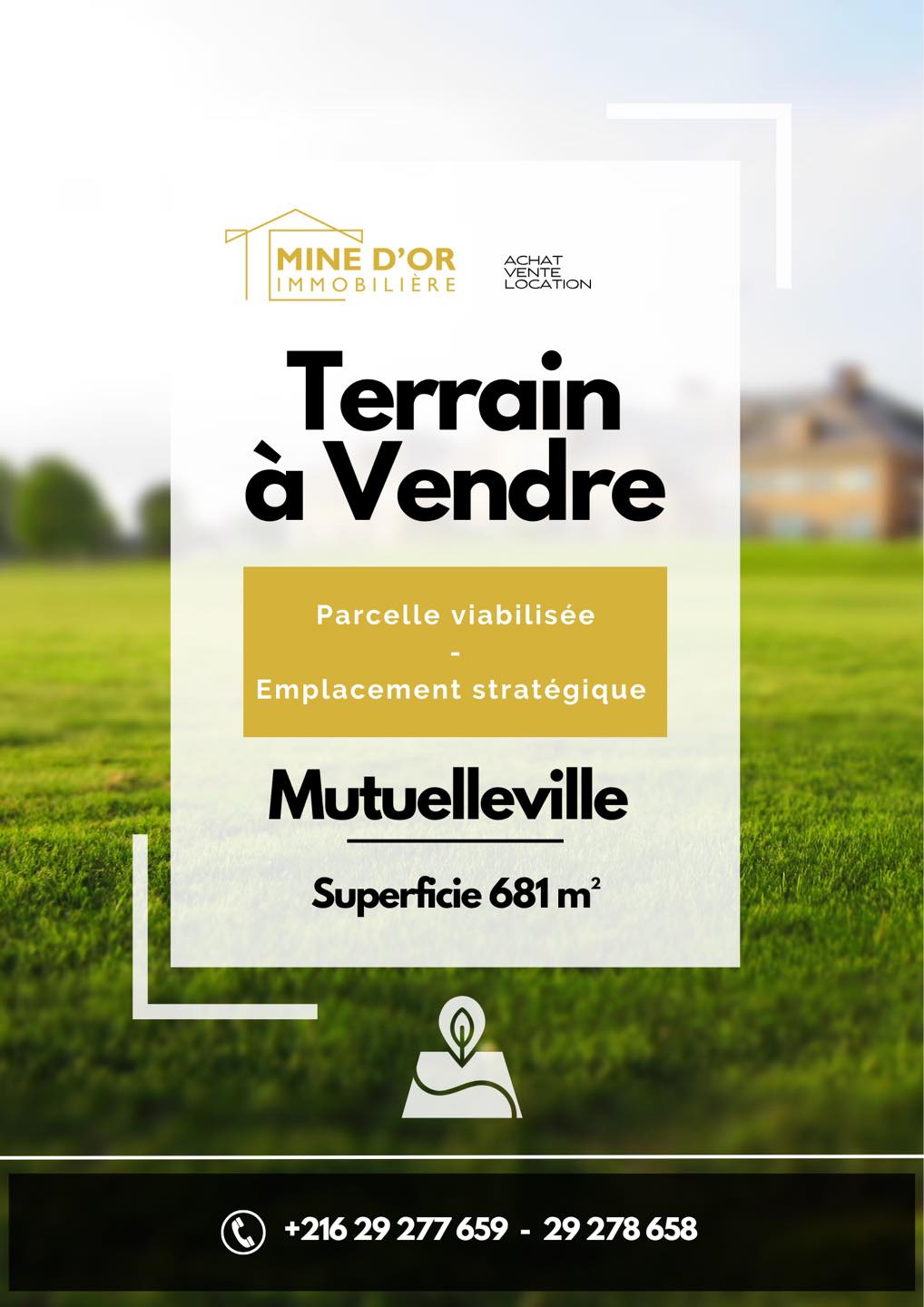 El Menzah&nbsp;Mutuelle Ville&nbsp;Vente&nbsp;Surfaces&nbsp;Av terrain accessible et dans un cartier calme