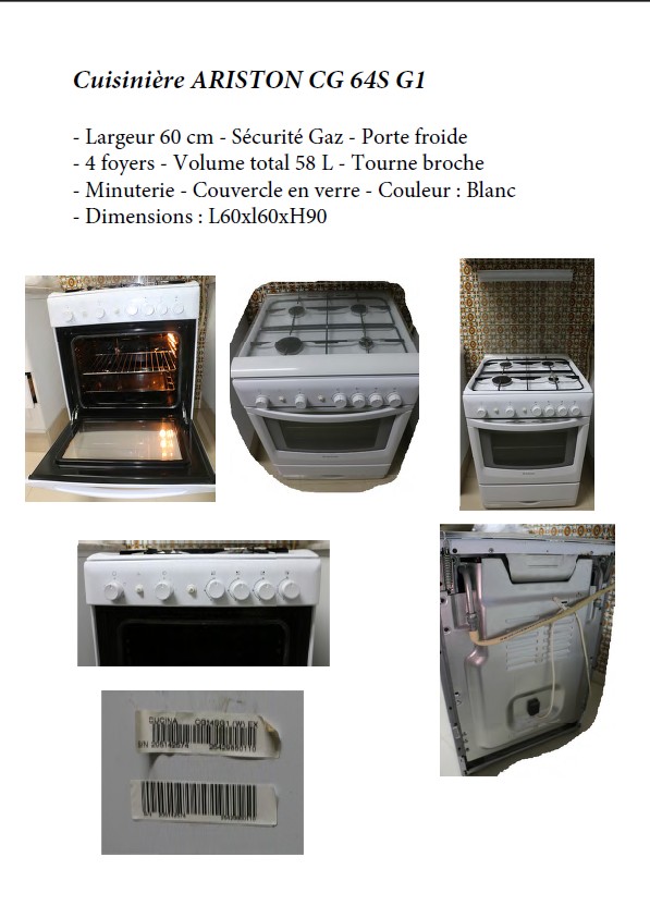 La Marsa&nbsp;Marsa Ennassim&nbsp;Cuisini�re gaz&nbsp;Autre&nbsp;Cuisini�re ariston gaz 4 feux tr�s peu servie