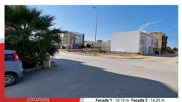 Hammam Chatt&nbsp;Borj Cedria&nbsp;Terrain&nbsp;Terrain nu&nbsp;Terrain de 257 m2 de coin com r�sid 670 tnd le m2