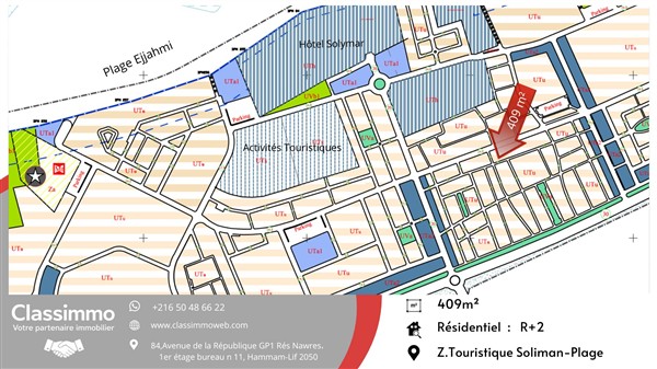 Soliman&nbsp;Soliman&nbsp;Terrain&nbsp;Terrain nu&nbsp;Terrain de 409 m2 � 485 tnd le m2