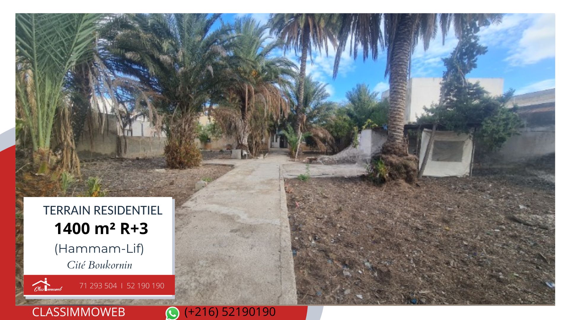 Hammam Lif&nbsp;Hammam Lif&nbsp;Terrain&nbsp;Terrain nu&nbsp;Terrain am�nag� de 1400 m2� 570  dt le m2