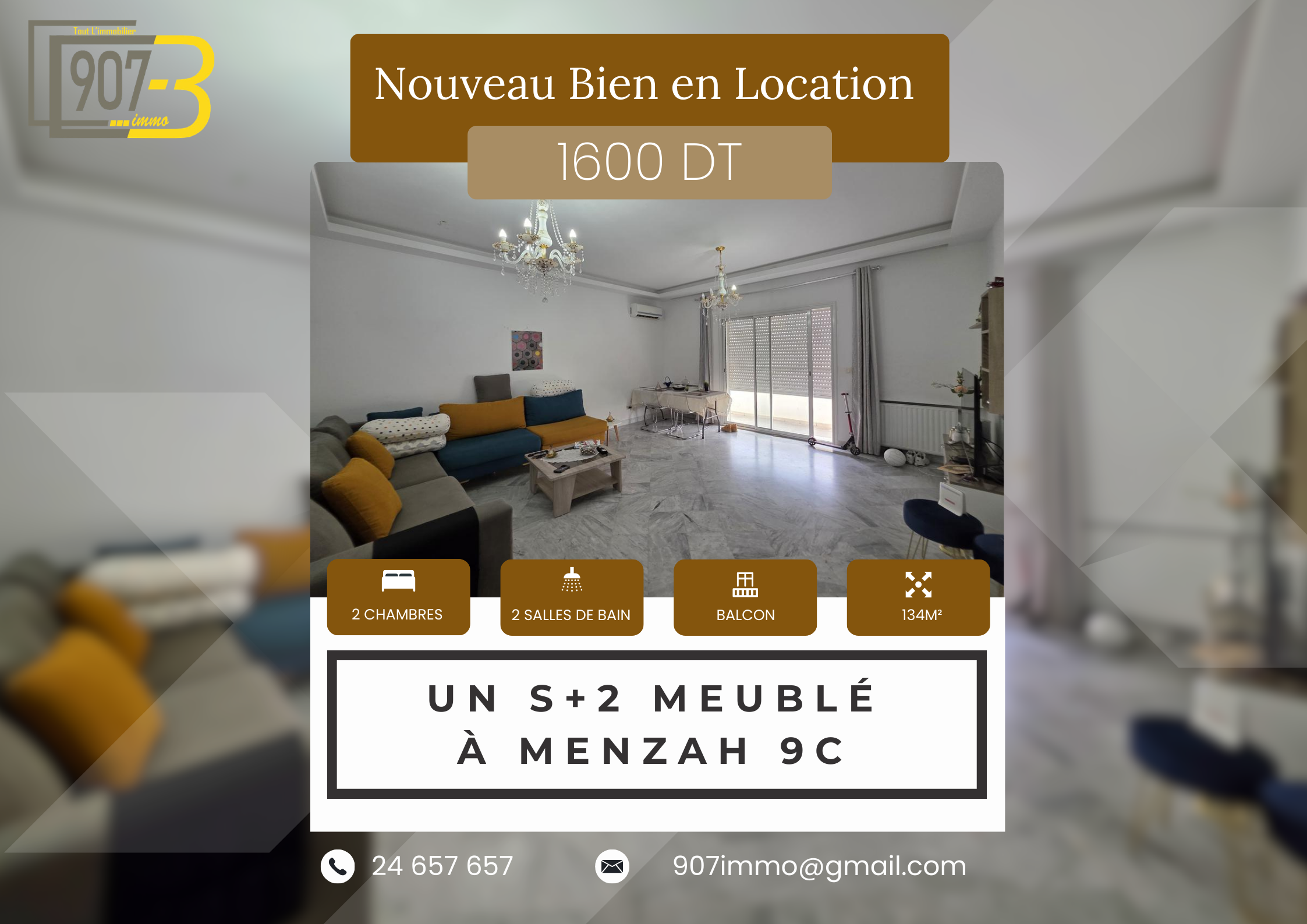 El Menzah&nbsp;El Menzah 9&nbsp;Location&nbsp;Appart. 2 pi�ces&nbsp;S2 meubl� � menzah9c