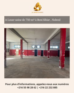 Beni Khiar&nbsp;Beni Khiar&nbsp;Location&nbsp;Appart. 1 pi�ce&nbsp;A  usine de 750m  beni khiar  ref1413a