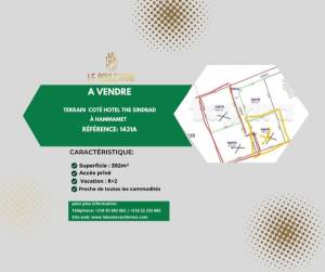 Hammamet&nbsp;Hammamet&nbsp;Vente&nbsp;Surfaces&nbsp;A  terrain 392m zone htel the ref1431a