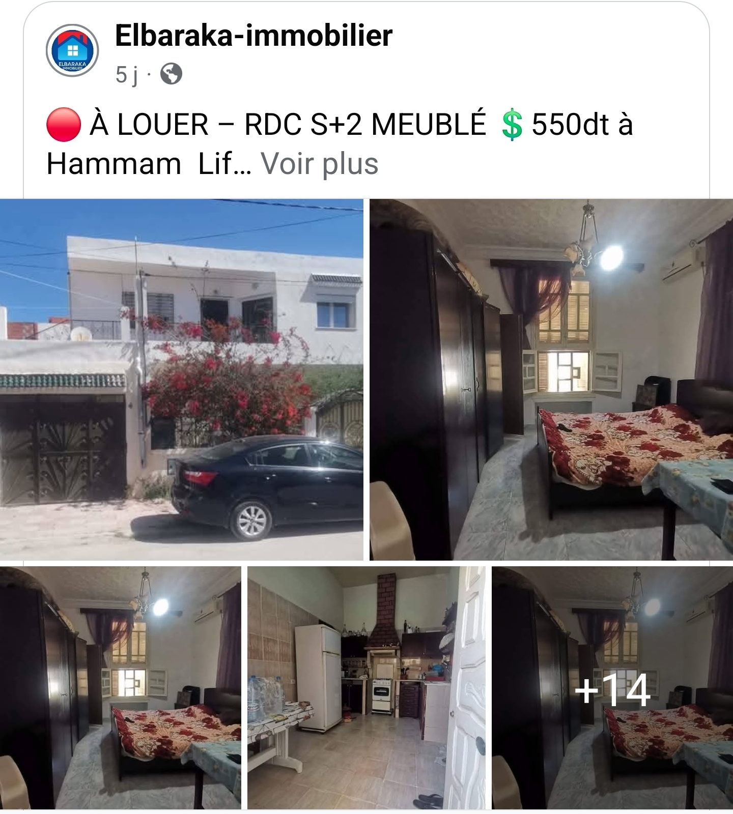 Hammam Lif&nbsp;Hammam Lif&nbsp;Location&nbsp;Appart. 3 pi�ces&nbsp;Rdc s2 meubl� 550dt � hammam  lif