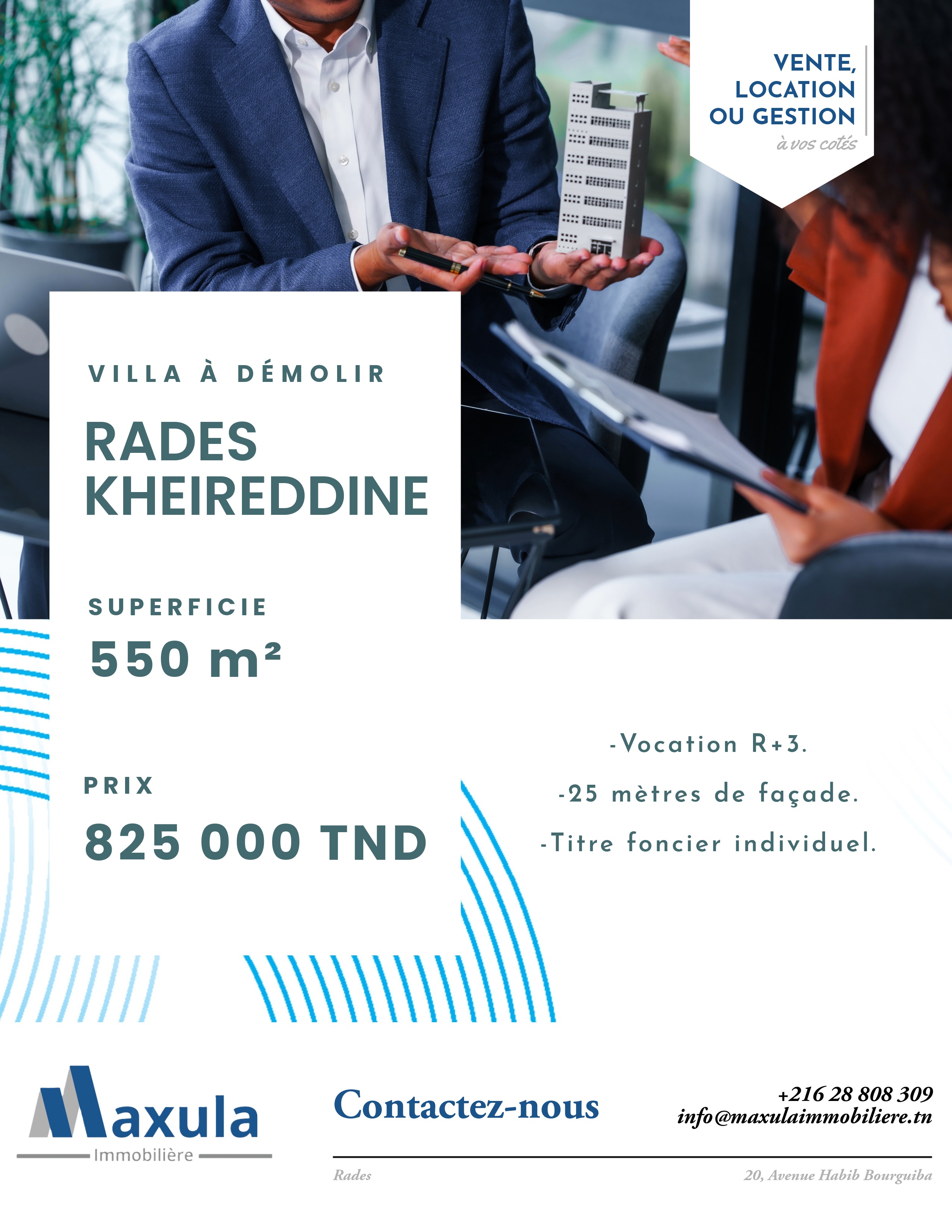 Rades&nbsp;Rades&nbsp;Vente&nbsp;Maisons&nbsp;Villa a demolir a rades avenue kheireddine