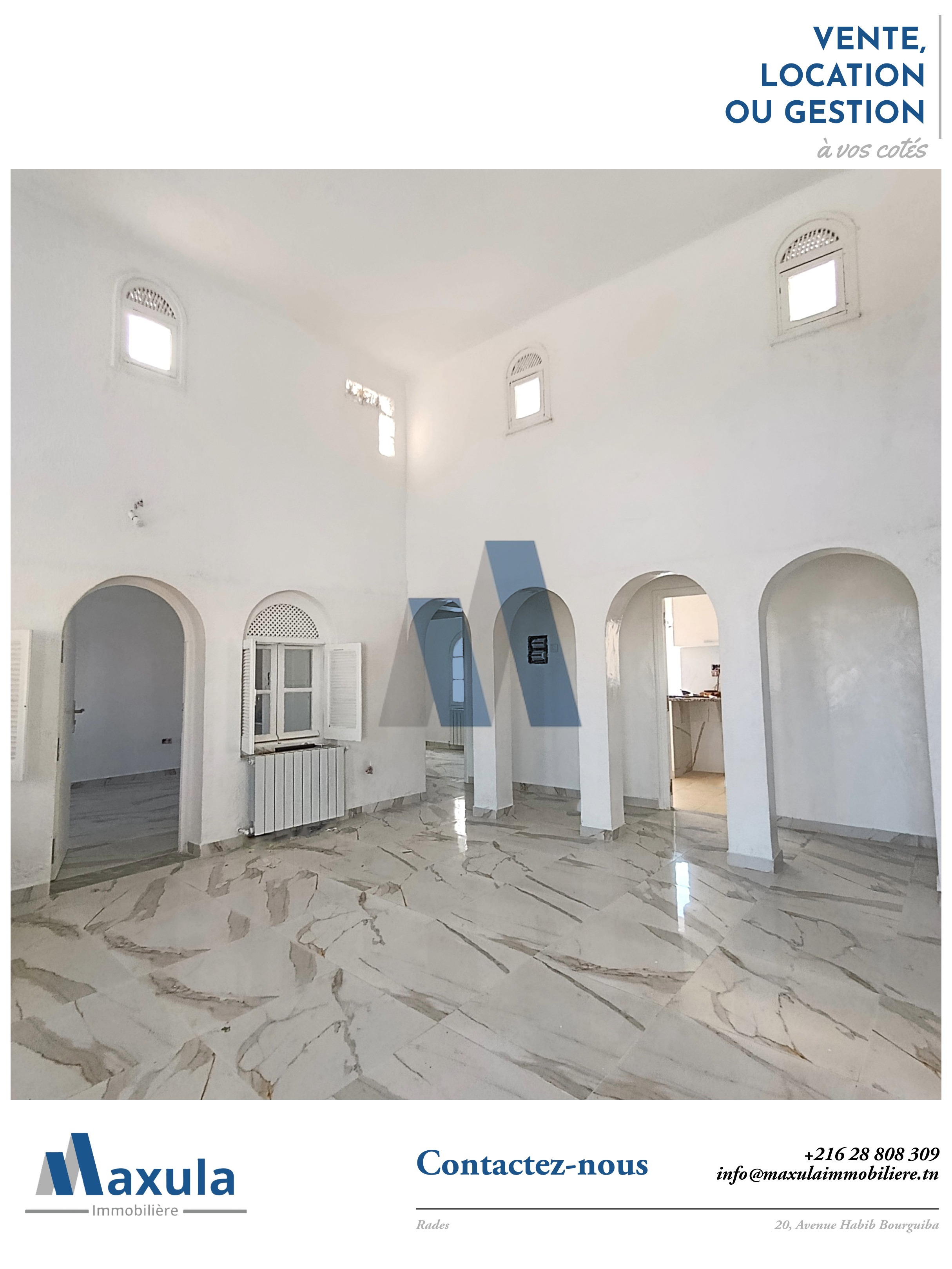 Rades&nbsp;Rades Plage&nbsp;Bureaux & Commerces&nbsp;Bureau&nbsp;Villa s4 bureautique face a la mer de rades