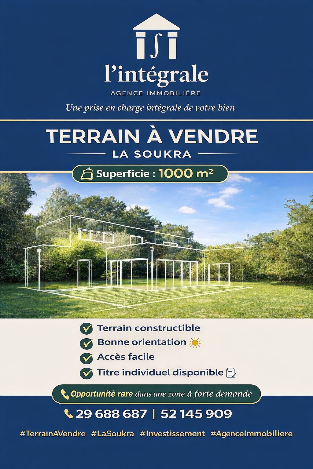 La Soukra&nbsp;La Soukra&nbsp;Terrain&nbsp;Terrain nu&nbsp;Un lot de terrain de 1000m2