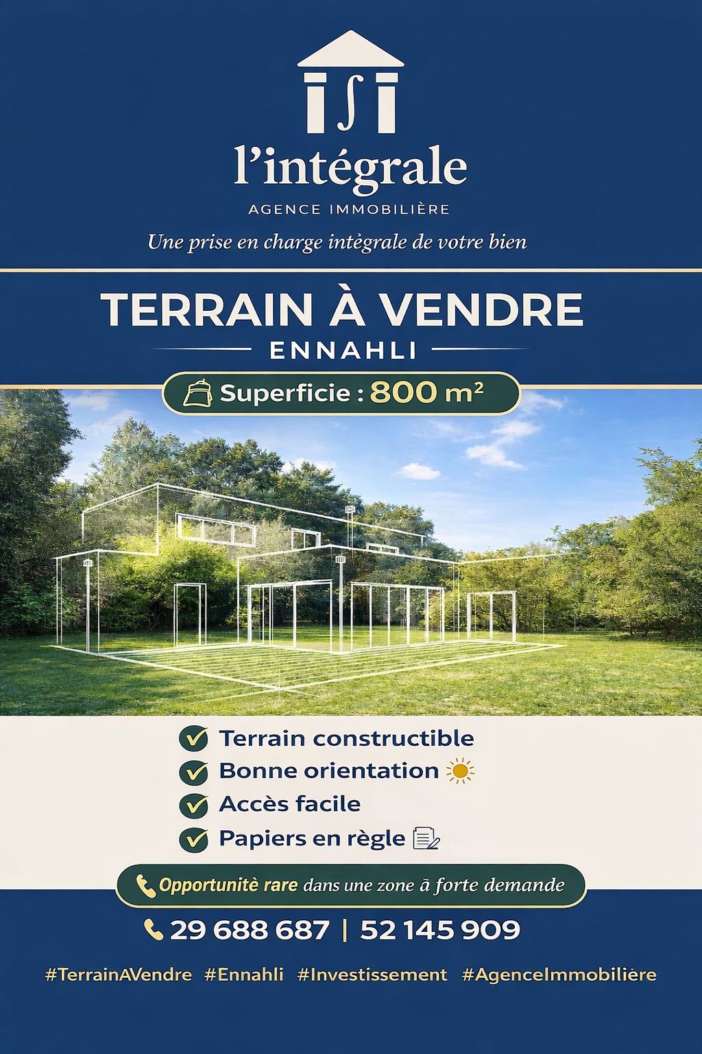 Ariana Ville&nbsp;Riadh Landlous&nbsp;Terrain&nbsp;Terrain nu&nbsp;Terrain zone ennahli route bizerte