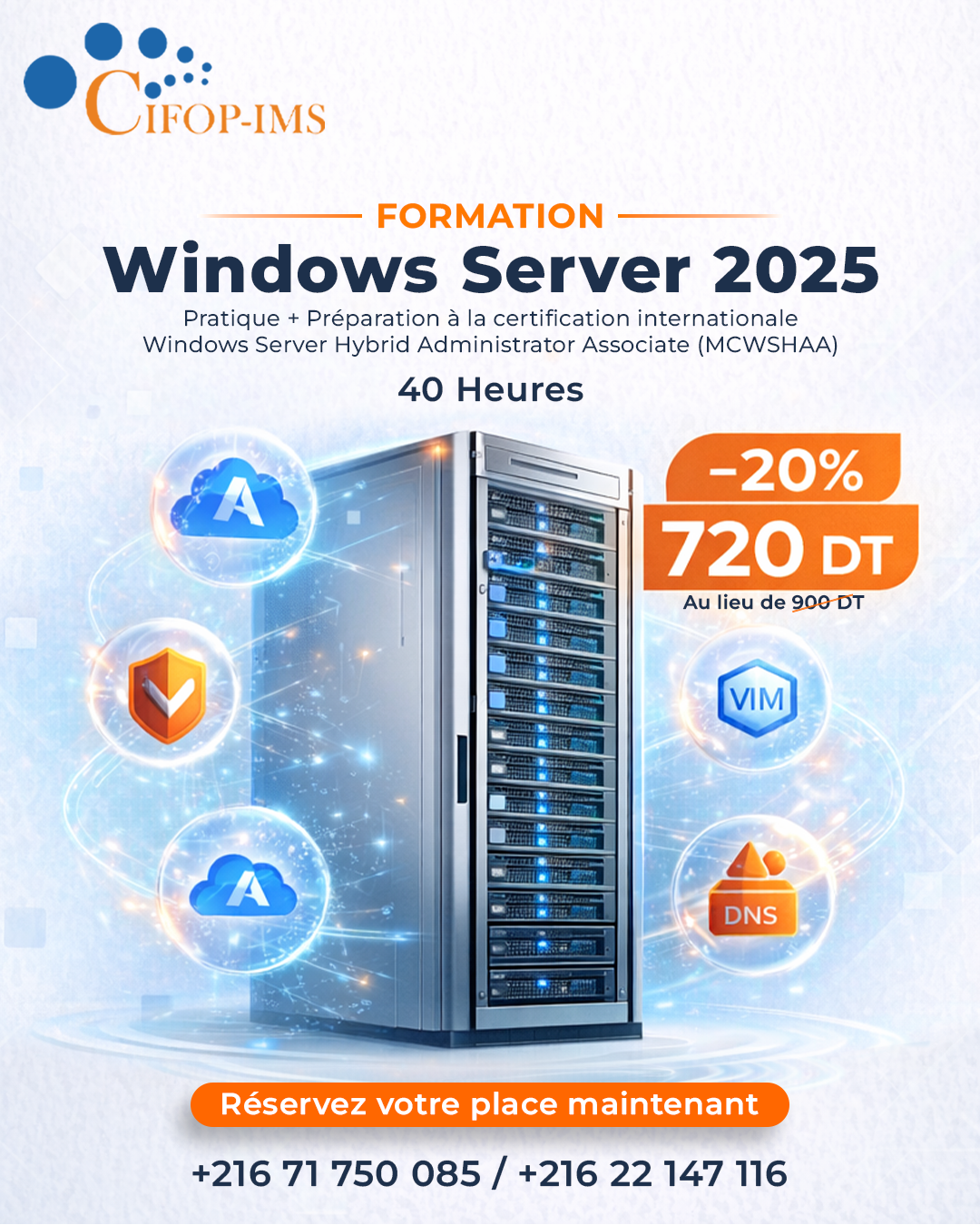 El Menzah&nbsp;El Menzah 1&nbsp;En groupe&nbsp;Autre&nbsp;Formation windows server 2025