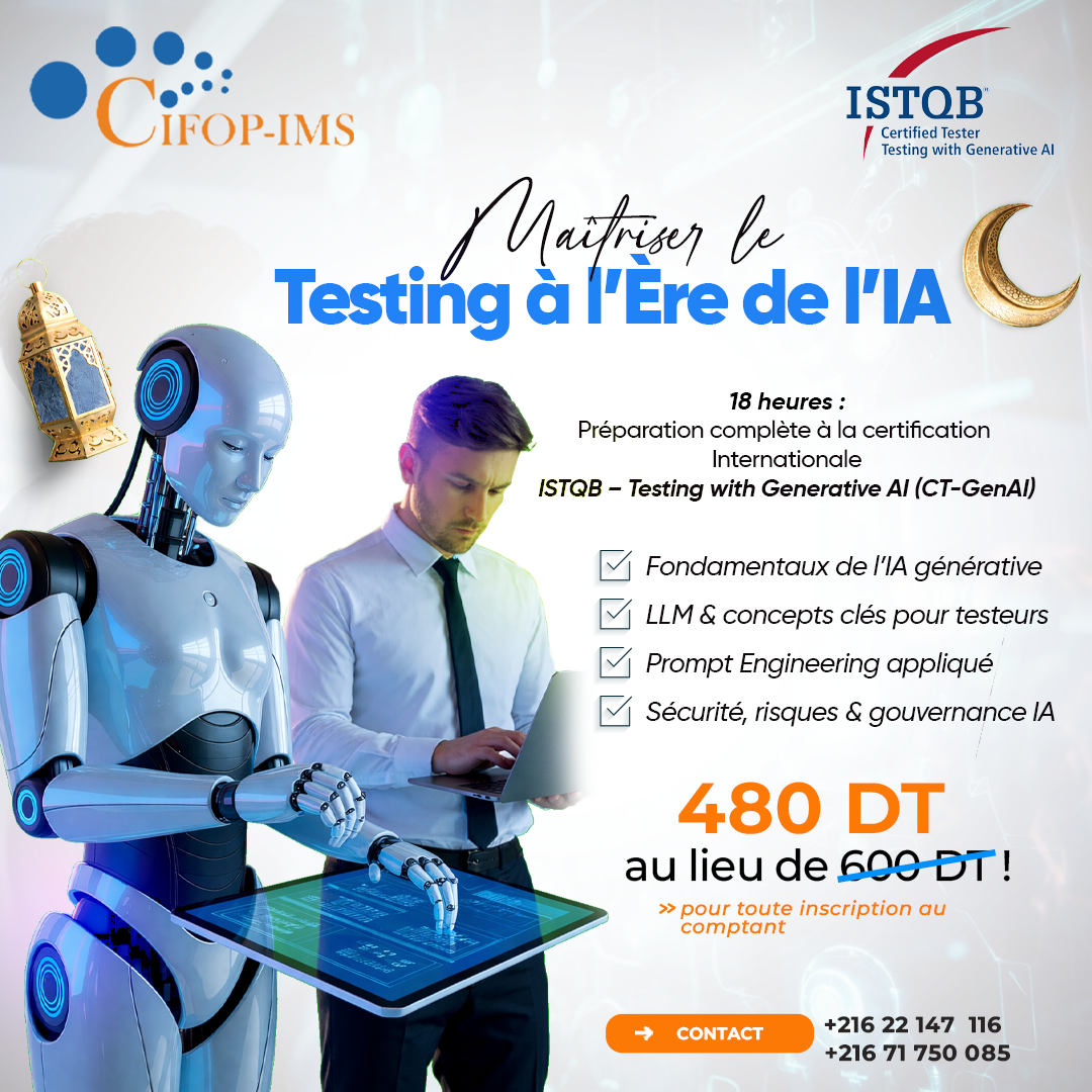 El Menzah&nbsp;El Menzah 1&nbsp;En groupe&nbsp;Autre&nbsp;Formation istqb ia